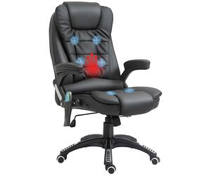 Massage Office Chair Executive Heated Reclining PU Leather Ergonomic Black