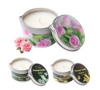 Massage Oil Candle 3 Pack, Soy Wax Body SPA Relaxation Aromatherapy Candle, Low Temp Coconut Oil Scented Candle for Stress Relief, Amazing Gift for Family 65g*3 (Rose, Myrrh,Bergamot)