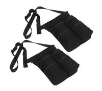 Massage Oil Holster with Adjustable Belt Waist Bag 2pcs Double Bottle | Black Oxford Cloth and Nylon Build, Front Tool Pouch with Side Elastic Bands, Lightweight No Spill Design for Therapists