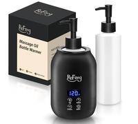Massage Oil Warmer Bottle Professional Electric Lotion Digital Heater for SPA, Portable Oil Warmer Heated Cream for Beauty Salon Home, with ℃/℉ Switchable Display, Two Oil Dispenser Bottle