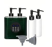 Massage Oil Warmer Double Head Heating Professional Lotion Cream Oil Bottle Warmer, Automatic Thermostat, for Salon, Barber Shop, Home, with Four Oil Bottle Dispensers Green
