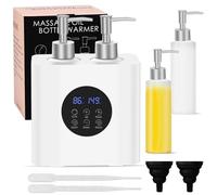 Massage Oil Warmer for SPA, Body Oils Heater with 4 Bottles Dispenser, Professional Electric Lotion Digital Heater for Salon Home, Adjustable Constant Temperature