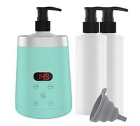 Massage Oil Warmer Green with Two Oil Bottle Distributors for Spa Bottles Dispenser and Lotion Warmer LED Display Gel Bottle Warmer Heating for Salon Bottle Warmer