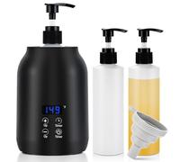 Massage Oil Warmer Heater with Dual 8.5oz Massage Oil Bottles & Funnel, Adjustable Temp (86-149°F) & Timer (0.5-24H), Compact & Quiet Heated Lotion Warmer Dispenser for Spa, Salon, Home Use