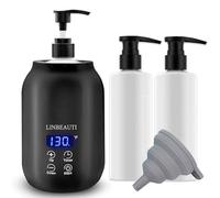 Massage Oil Warmer with Two Oil Bottle Dispenser, Lotion Bottle Warmer Dispenser Heater, Smart Touch Key Electric Warm Lotion Dispenser, Lube Gel Cream Warmer for Home Pro Salon Spa Massage（Black）