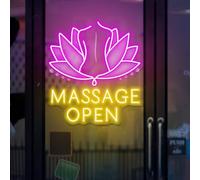 Massage Open LED 3D Engraved Neon Sign USB Adjustable Brightness Living Room Bars Barbers Pub Wedding Party Salon Gatherings Gaming Room Man Cave Christmas Art Wall Decor