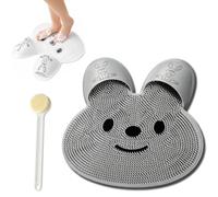 Massage Rabbit Bath Floor Mat, Foot Scrubber in Shower with 43 Non-Slip Suction Cups, Rabbit-Shaped Silicone Foot Brush for Men and Women (Grey)