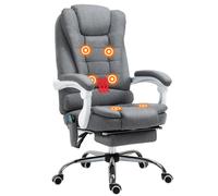 Massage Recliner Chair Grey Sponge 65x70x122cm Heated 6-Point Vibration HighBack