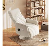 HOMCOM Massage Reclining Chair with Adjustable Backrest, Cream White HOMCOM Cream
