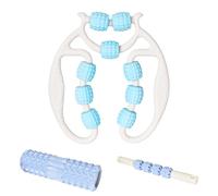 Massage Roller Fascia Roller 3-in-1 Massage Set Blue Foam Roller Legs with Handle Foam Roller Fascia Roller Massage Roller for Spine Back Legs Neck Maderotherapy Lymphatic Drainage