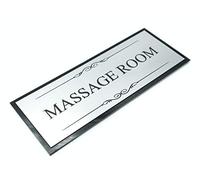 Massage Room Black and Silver Door Sign Plaque - Acrylic (Size 19.5cm x 7.6cm) supplied with adhesive strips