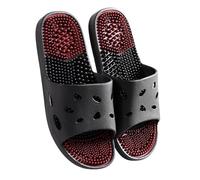 Massage Slippers Non-Slip Open Toe Shower Shoes Men Women Reflexology Acupuncture Sandals Plantar Fasciitis Acupressure Slippers Deep Tissue Foot Massager(Black,44/45 EU)