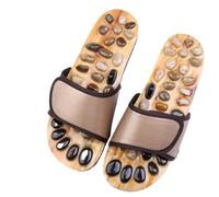 Massage Slippers Pebbles Massage Slippers Rotating Feet Sandals Adjustable Relaxation Foot Massager Shoes(Brown,37-38)