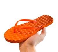 Massage Slippers Simple Solid Color Flat Soled Slippers Massage Lingge Platform Flip Flops Beachwear EVA Home Slides Sandals Beach(Orange,37-38)
