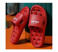 Massage Slippers Women，Shower Non-Slip Shoes For Men,house Slippers Open Toe Sandals,Quick Drying Pool Slides Beach Sandals With Drain Holes (Color : Red, Size : EUR36-37)