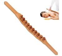 Massage Stick, Guasha Wood Stick Massage Tool Double Row 20 Beads Massage Stick Wood Therapy Massage Tools Therapeutic Wood Stick Guasha Tool for Pain Relief, Therapeutic Wood Stick, Light Tan