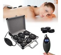 Massage Stone Hot Stones for Massager, 9PCS Electric Massage Stones Set, Temperature Control 86-167°F for Professional or Home Spa, Relaxing, Healing, Pain Relief, hot Stone Massager with Aluminum Box