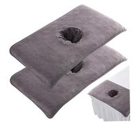Massage Table Cover, 2pcs 80x40cm Soft Microfiber Massage Table Pillow Towel with Face Hole, Reusable SPA Bed Pillow Cover for Facial, SPA, Tattoo & Waxing (Gray)