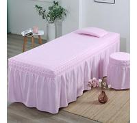 Massage Table Cover, Skin-Friendly Massage Bed Covers, Lash Bed Cover with Face Hole, Beauty Salon Bedskirt, for Spa Beauty Salon Hotels Pink B 23.6x70.9in(S)
