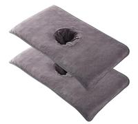 Massage Table Cover, Soft Massage Bed Cover with Face Hole 2Pcs 16x32'' Reusable Spa Beauty Towel with Face Hole Sheet for Skin Care Dark Grey