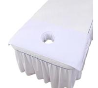 Massage Table Cover Towel with Face Cradle Hole, Premium Fitted Sheet with Locked Edges (White)