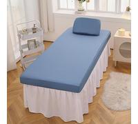 Massage Table Cover, Waterproof Massage Bed Cover, Leather Oilproof Massages Fitted Sheet with Elastic Band, SPA Beauty Bed Sheet Blue 27.6x72.8in