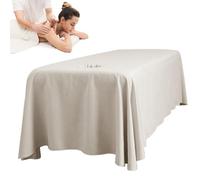 Massage Table Sheets, 190x80cm SPA Bed Cover with Face Hole, Washable Massage Table Skirt, Simply Salon Bedskirt for Salon Massage (Khaki)