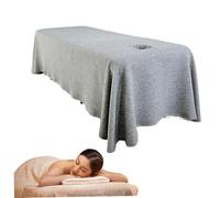 Massage Table Sheets, Waffle Thicken Massage Table Skirt with Face Hole, Washable Reusable Beauty Bed Cover for 180x90cm Spa Bed (White)