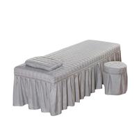 Massage Table Skirt Square Head Quilted Thicken Beauty Salon Lash Massage Table Bed Skirt Mattress Cover SPA Treatment with Face Breath Hole Sheet(Color-07,Square Head 180x60cm)