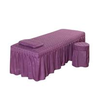 Massage Table Skirt Square Head Quilted Thicken Beauty Salon Lash Massage Table Bed Skirt Mattress Cover SPA Treatment with Face Breath Hole Sheet(Color-09,Square Head 185x70cm)