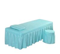 Massage Table Skirt Square Head Quilted Thicken Beauty Salon Lash Massage Table Bed Skirt Mattress Cover SPA Treatment with Face Breath Hole Sheet(Color-08,Square Head 190x80cm)