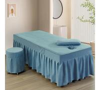 Massage Tables Skirt with Hole, Massages Table Sheets Cover, Breathable Massage Bed Cover, for Salon Massages Table Bedk, Spa Blue Gray B 27.6x72.8in