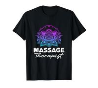 Massage Therapist Lotus Flower Masseur Masseuse Therapy T-Shirt, Men, Black, Large