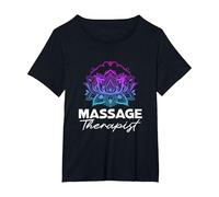 Massage Therapist Lotus Flower Masseur Masseuse Therapy T-Shirt, Women's Plus, Black, 6X