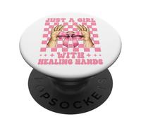 Massage Therapist Therapy Just A Girl With Healing Hands PopSockets Adhesive PopGrip
