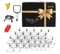 Massage Therapy Cupping Kit, 32 Pieces Massage Cup Set, Professional Chinese Cupping Therapy Set, Home Vacuum Cupping Kit with Manual Pump for Back Massage, Relief