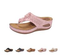 Massage Toe Separator Women's Summer Wedge Heel Sliders Platform Summer Sandals Non-Slip Casual Shoes Boho Flip Flops Breathable Slippers Comfortable Mules Lightweight Sandals, pink, 8.5 UK
