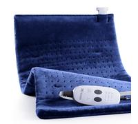 Massaging Weighted Heating Pad for Back Pain Relief,Heating Pads for Neck, Shoulder,Cramp,Portable Heated Pad with 3 Heat Settings & 6 Massage,18 Relaxing Combinations,Auto Off,12"*24",Dark Blue