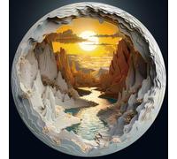 Masseruon Puzzles for Adults 1000 Pieces-Sunset Canyon Round Hard Puzzle | 26.6 x 26.6in Flat Circle Puzzle with 3D Visual Effect,1000 Piece Puzzle for Adults,Christmas Birthday Party Gift/Home Decor