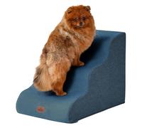 MASSFU Navy Blue Curved Dog Stairs Ramp for Small Dogs & Cats 17.1" H, 3-Step Dog Steps for Couch Sofa and Chair, Pet Stairs for Cats, Non-Slip Balanced Pet Steps