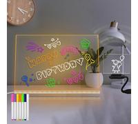 Masshomi 15 * 11 inch Big Space DIY Glowing Message Acrylic Writing Board Warm White dimming 7 Color Markers Plug in Kid Draw Painting Bedside Lamp Memo Menu to do Listing