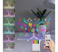 Masshomi 15 * 11 inch led Sign Note Board with 7 Colors Change 7 Markers Smart Remote Control DIY Dry Acrylic Message Writing Drawing Light up Stand Desk Lamp for Kids