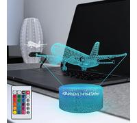 Masshomi 3D Night Light 16 Color Change Illusion USB Touch Remote Control Airplane Pilot Aircraft Helicopter Fighter Boy Gift Portable Decoration Living Room Nursery Lamp Glow with Stand