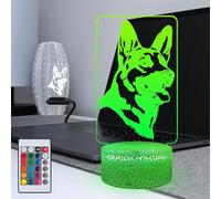Masshomi 3D Visual Anime German Shepherd Cute Dog Doggy Puppy Night Light 16 Color Change USB Charge Base Remote Control Dimming Flash Smooth Mode Desk Lamp Animal Cosplay Party Boy Gift Decoration