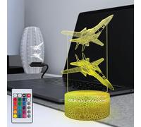 Masshomi 3D Visual Desk Lamp 16 Color Change Touch Base Remote Control Airplane Pilot Two Aircraft Helicopter Fighter Dimming Flash Smooth Mode Cosplay Christmas Birthday Party Gift