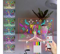 Masshomi 7.8 * 11 inch Acrylic Dry Erase Board with Stand 7 Colors Change 7 Marker Remote Control LED Sign Light Up DIY Writing Drawing Message Note Board Memo Menu to do List