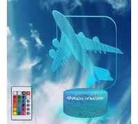 Masshomi Acrylic 3D Visual Anime Night Light 16 Color Change USB Charge Base Touch Remote Control Airplane Pilot Aircraft Helicopter Fighter Shape Men Gift Atmosphere Room Decoration