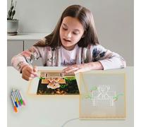 Masshomi Acrylic Message Writing Board Dry Eraser Warm White Dimming 7 Color Markers Kid DIY Painting LED Night Light Glow Note Board Bedside lamp7.8 * 7.8 inch