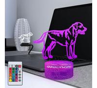 Masshomi Cute Pet Dog Doggy Puppy for Kid Labrador 3D Visual Night Light Illusion RGB 16 Color Change USB Charge Base Touch Remote Control Portable Battery Powered Christmas Boy Gift