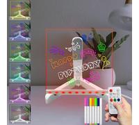 Masshomi Dry Erase Board with Stand RGB 7 Color Change Remote Control 7 Markers Light up Message Note Board for Kid Bar School Home（5.9 * 5.9 inch